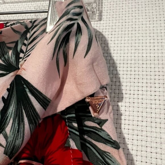 Guess High Waisted Wide Leg Belted Palazzo Pants Pink Floral Print Size Large - Picture 6 of 13